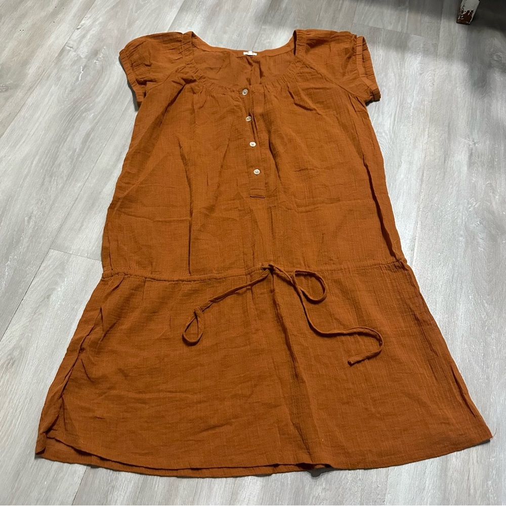 J. Crew Orange Brown Semi Sheer Dress Sz S
